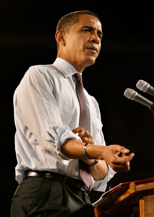 Barack Obama tijdens de verkiezingscampagne in 2008.