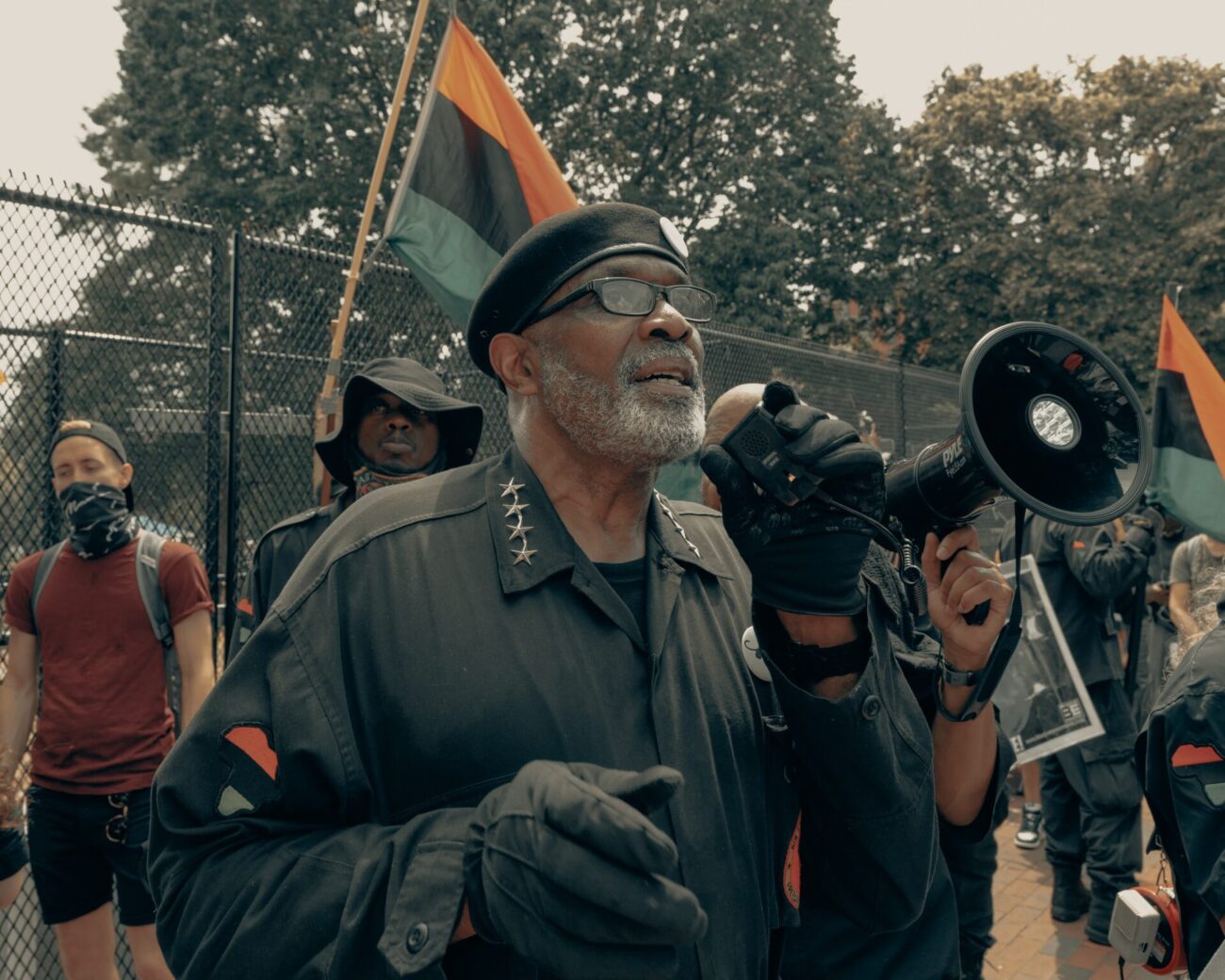 Moderne Black Panthers bij een Black Lives Matter demonstratie in Washington, juni 2020.