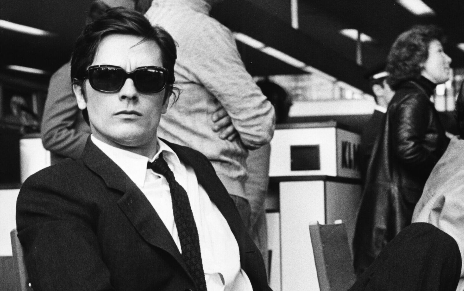 Actor Alain Delon wearing a suit and sunglasses, on the set of the film 'The Sicilian Clan', circa 1969. (Photo by Stanley Bielecki Movie Collection/Getty Images)