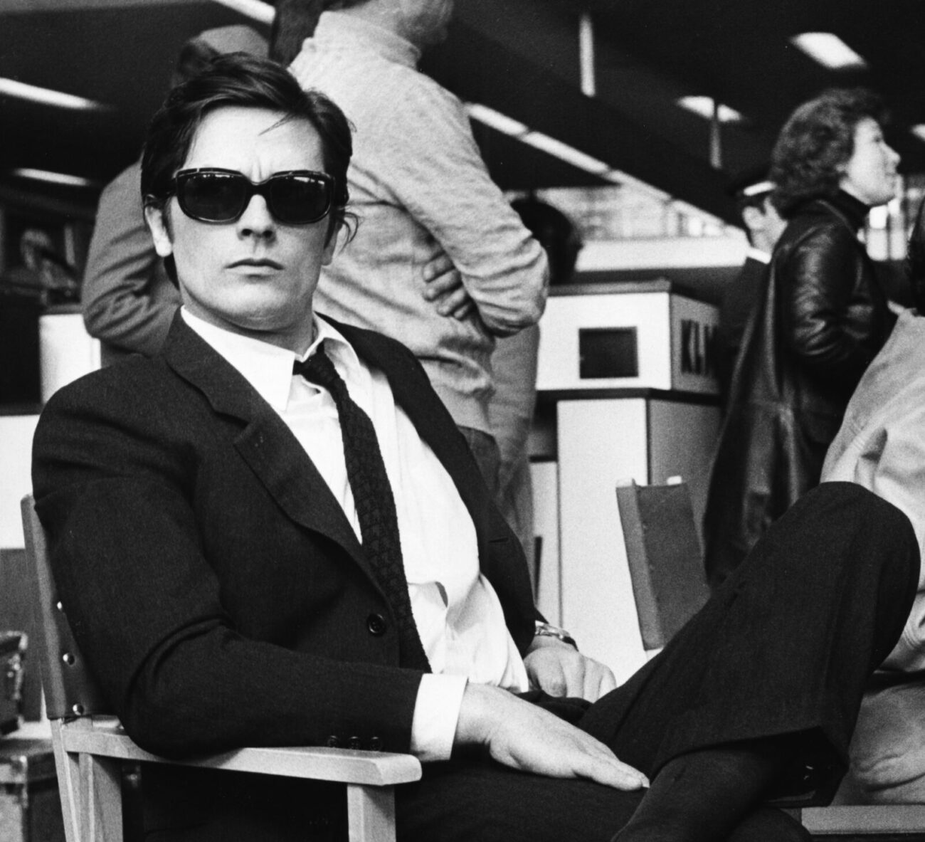 Actor Alain Delon wearing a suit and sunglasses, on the set of the film 'The Sicilian Clan', circa 1969. (Photo by Stanley Bielecki Movie Collection/Getty Images)